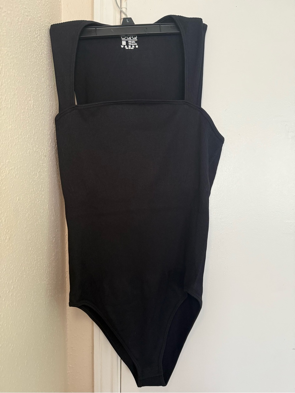 OQQ Ribbed Seamless Square Neck Bodysuit - Women’s XXL - Black Stretch One Piece
